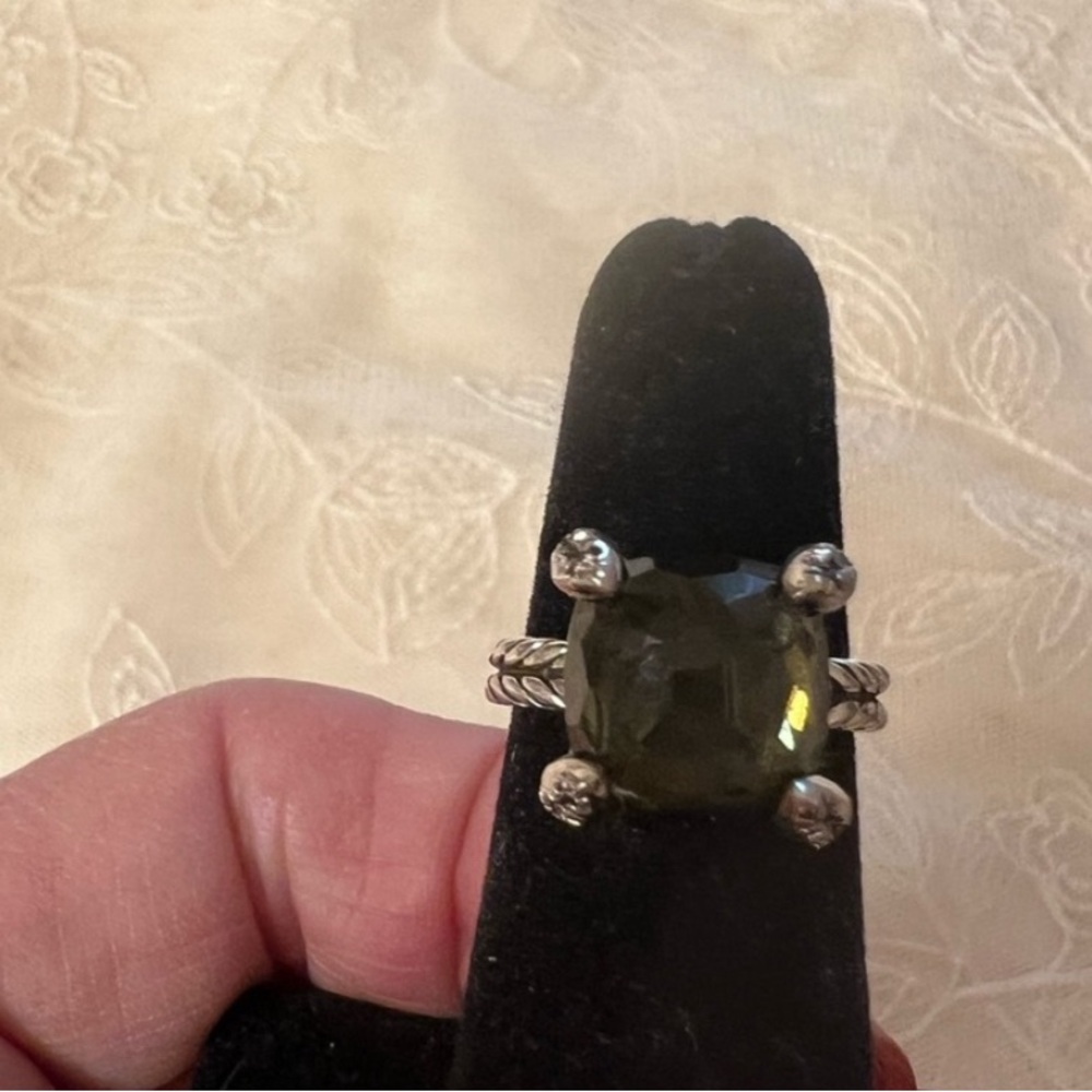 David Yurman Chatelaine 11mm Green Orchid and Diamond ring.